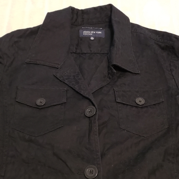 Jones New York Black Cotton Stretch Jacket - Picture 3 of 14